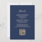 Modernes Peach Glitzer Navy Blue QR Code Hochzeit Einladung (Rückseite)