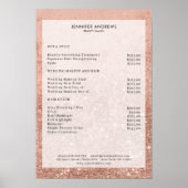 Modernes Peach Glitzer Salon Preisliste Poster (Vorne)