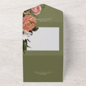 Modernes Peach Mimosa Blumenstuhl Grün Abendessen All In One Einladung (Außenbereich)