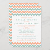 Modernes Peach & Minze Zickzack Brautparty Einladung (Vorne/Hinten)