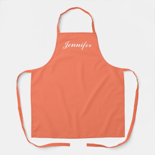Modernes Peach Orange Script Frauen Personalisiert Schürze (Vorderseite)