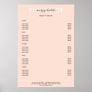 Modernes Peach Price List Poster