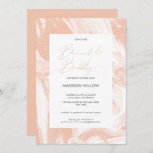 Modernes Peach Rosé Brunch Bubbly Brautparty Einladung