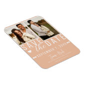 Modernes Peach Save the Date 2 Foto Hochzeit Magnet (Rechte Seite)