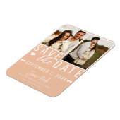 Modernes Peach Save the Date 2 Foto Hochzeit Magnet (Linke Seite)