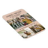 Modernes Peach Save the Date Hochzeit 3 Fotos Magnet (Rechte Seite)