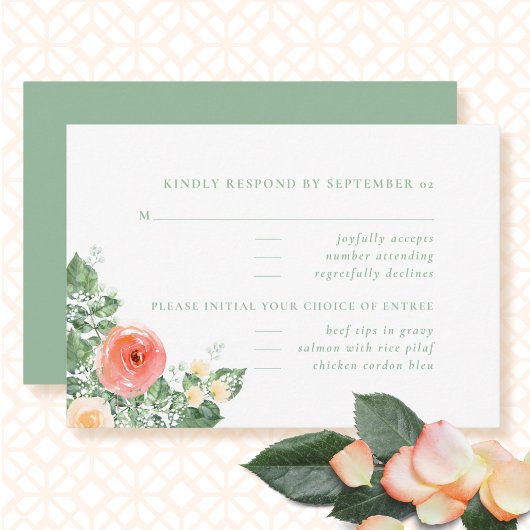 Modernes Peach Spring Summer Floral Wedding RSVP