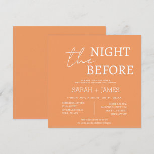 Modernes Peach White Probe Dinner Hochzeitsplatz Einladung