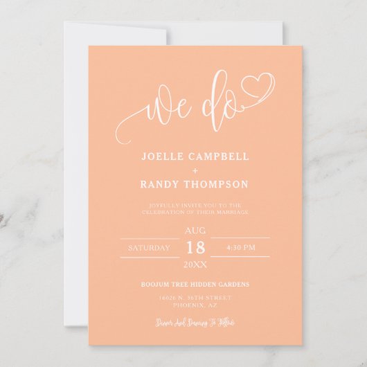 Modernes Peach wir machen Hochzeit im Herbst QR Co Einladung (Vorderseite)