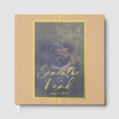 Modernes Peachy Beige Foto Wedding Foil Gästebuch (Vorderseite)