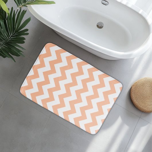 Modernes Peachy Orange Zickzack Badematte