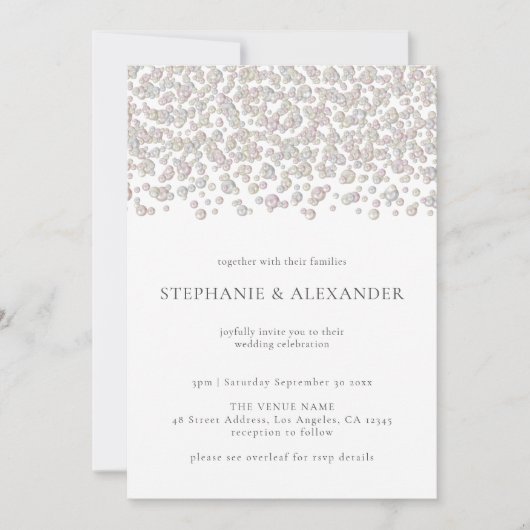 Modernes Pearl Ivory Cream QR Code Hochzeit Einladung (Vorderseite)