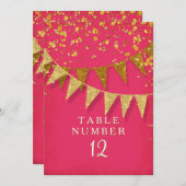 Modernes Pennant-Banner mit Glitzer Falling Confet Einladung (Vorne/Hinten)