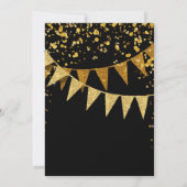 Modernes Pennant-Banner mit Glitzer Falling Confet Einladung (Rückseite)