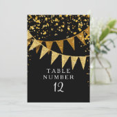 Modernes Pennant-Banner mit Glitzer Falling Confet Einladung (Stehend Vorderseite)