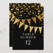 Modernes Pennant-Banner mit Glitzer Falling Confet Einladung (Vorne/Hinten)