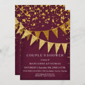 Modernes Pennant-Banner mit Glitzer Falling Confet Einladung (Vorne/Hinten)