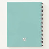 Modernes Peppermint Grün Pink Blüten Mit Monogramm Notizblock (Rückseite)