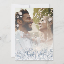 Modernes Periwinkle Blue Boho Elegantes Hochzeitss Dankeskarte