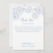 Modernes Periwinkle Blue Boho Elegantes Hochzeitss Dankeskarte (Rückseite)
