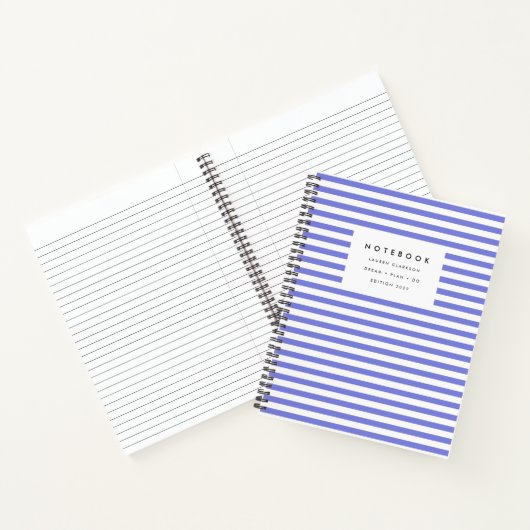 Modernes Periwinkle Blue Strip Notebook Notizblock (Innenseite)