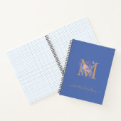 Modernes Periwinkle Blush Bloral Gold Mit Monogram Notizblock (Innenseite)