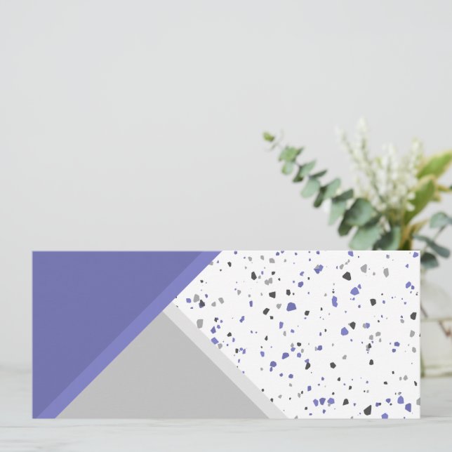 Modernes Periwinkle Gray Geometric Terrazzo Leseze (Stehend Vorderseite)