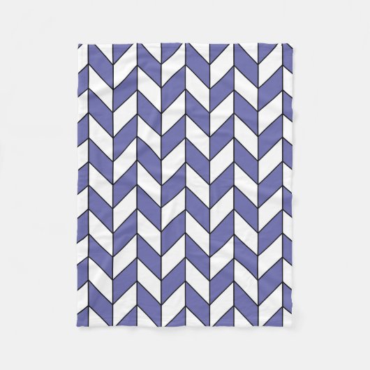 Modernes Periwinkle Herringbone Zickzack Muster Fleecedecke (Vorderseite)