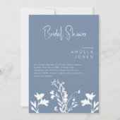 Modernes Periwinkle Weiße Wildblumen Brautparty Einladung (Vorderseite)