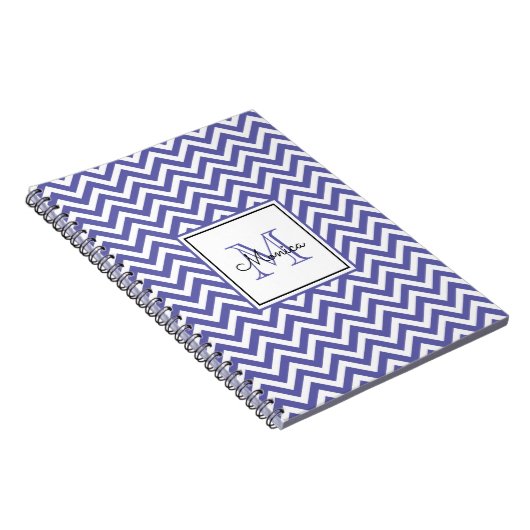 Modernes Periwinkle-Zickzack Muster mit Monogramm Notizblock (Rechte Seite)