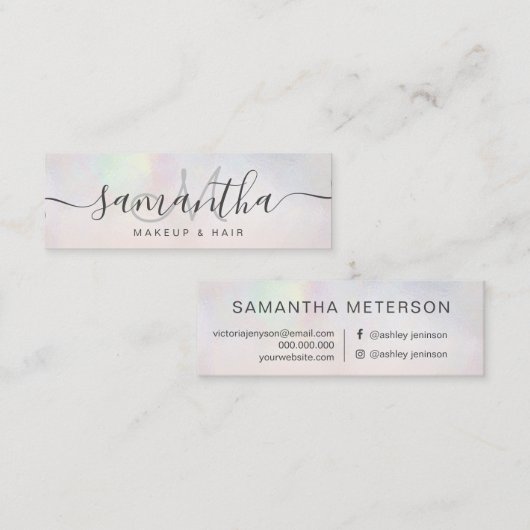 Modernes Perle Nacre ombre erröten Make-uphaar Mini Visitenkarte (Vorne/Hinten)