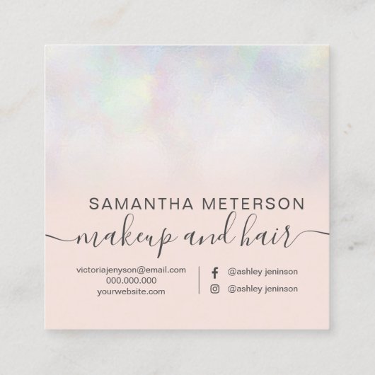 Modernes Perle Nacre ombre erröten Rosa hallo Quadratische Visitenkarte (Rückseite)