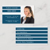 Modernes Personal Assistant Foto Blaues Weiß Strei Visitenkarte (Vorne/Hinten)