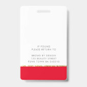 MODERNES PERSONAL FOTO ID work chic design red Ausweis (Rückseite)