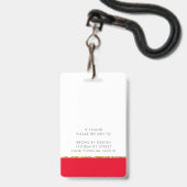 MODERNES PERSONAL FOTO ID work chic design red Ausweis (Rückseite mit Lanyard)