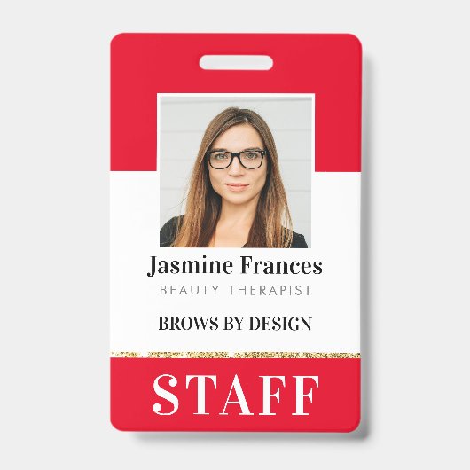 MODERNES PERSONAL FOTO ID work chic design red Ausweis (Vorderseite)