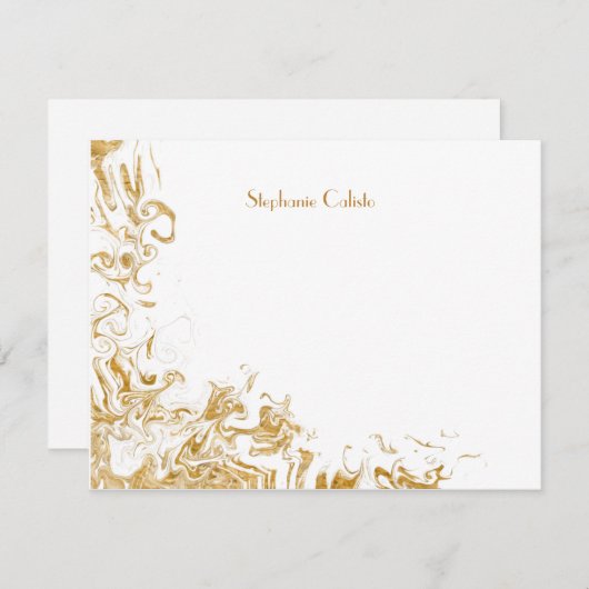 Modernes Personal Stationery Liquid Gold Abstrakt Mitteilungskarte (Vorne/Hinten)