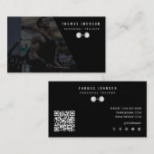Modernes Personal Trainer Bodybuilder Foto QR Code Visitenkarte (Vorne/Hinten)
