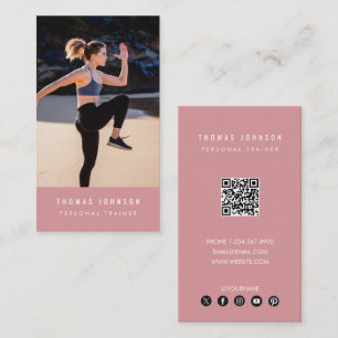 Modernes Personal Trainer Fitness Foto QR Code Ros Visitenkarte