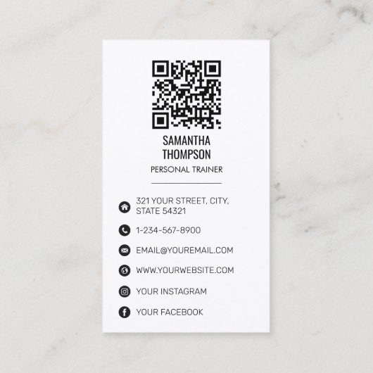 Modernes Personal Trainer Fitness Foto QR Code Visitenkarte (Rückseite)