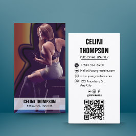 Modernes Personal Trainer Fitness Foto QR Code Visitenkarte
