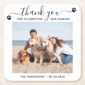 Modernes Personalisieren Foto Danke Pet Hunde Hoch Rechteckiger Pappuntersetzer (Vorderseite)
