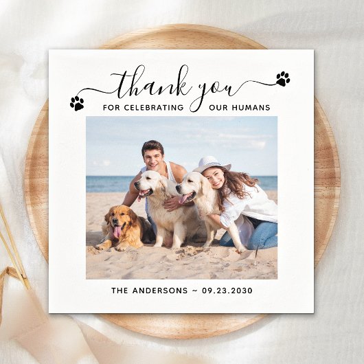 Modernes Personalisieren Foto Danke Pet Hunde Hoch Serviette