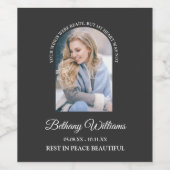 Modernes Personalisiert Arch Foto Memorial Weinetikett (Einzelnes Label)