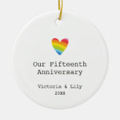 Modernes Personalisiert Gay 15. Hochzeitstag Keramik Ornament (Vorne)