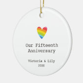 Modernes Personalisiert Gay 15. Hochzeitstag Keramik Ornament (Links)
