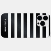 Modernes Personalisiert gestreiftes Schwarz/Weiß Case-Mate iPhone Hülle (Rückseite (Horizontal))