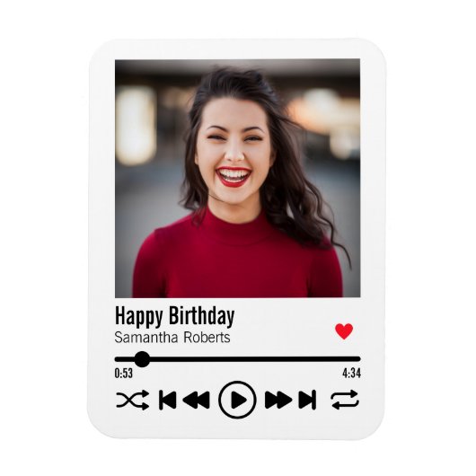 Modernes Personalisiert Happy Birthday Foto Magnet (Vertikal)