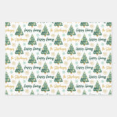 Modernes Personalisiert Happy Holidays Tree Script Geschenkpapier Set (Vorderseite)
