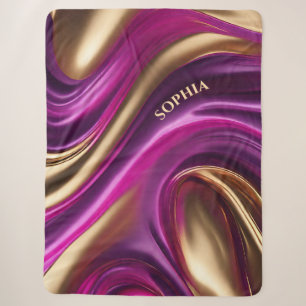 Modernes Personalisiert-Lila Rosa und Gold- Sherpadecke